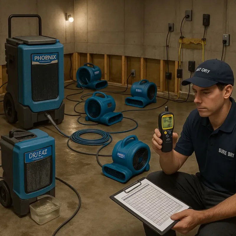 Structural Drying and Dehumidification process in Middletown, VA
